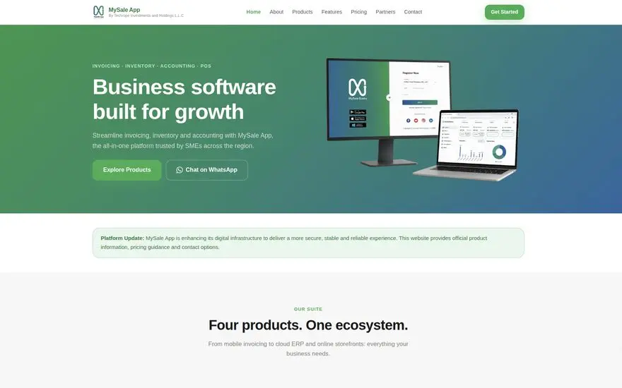 MySale App website preview